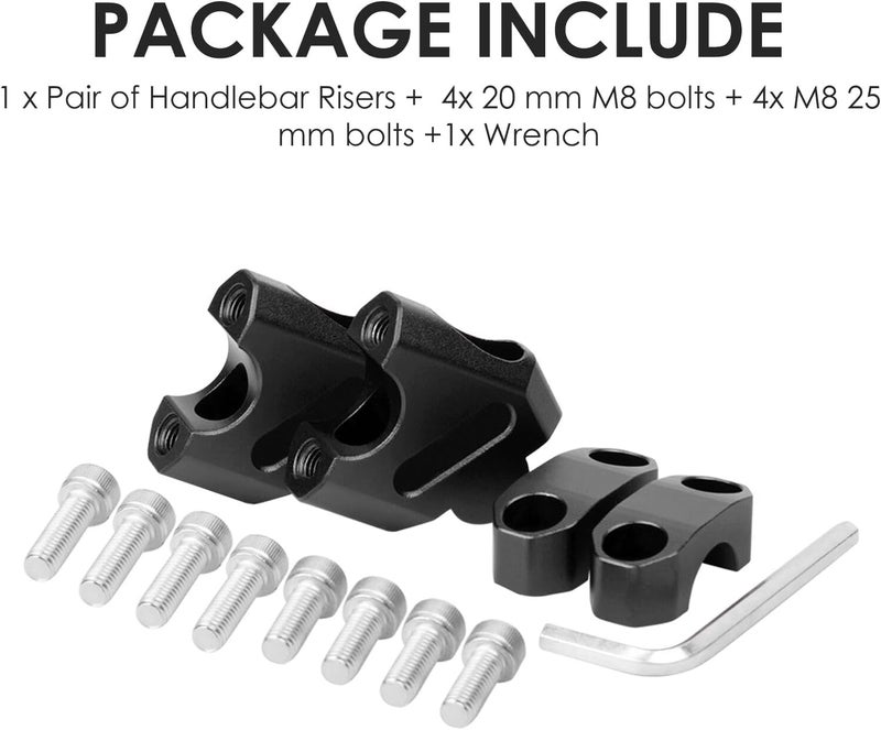 Feiteplus 7/8" Universal Handlebar Bar Risers Motorcycle Bar Clamps 7/8" Bar For Motorbike Pit Dirt Bikes Black Riser Height 38mm (1.5 "), 18mm (0.71") Backward or Forward - Image 5